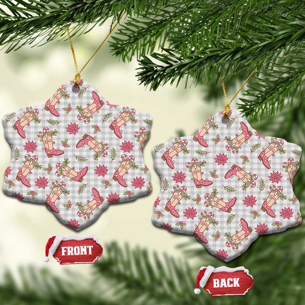 Gray Paniolo Palaka Hawaiian Cowgirl Christmas Ceramic Ornament LT9 Snow Flake Gray - Polynesian Pride