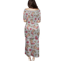 Gray Paniolo Palaka Hawaiian Cowgirl Christmas Family Matching Puletasi and Hawaiian Shirt - Polynesian Pride