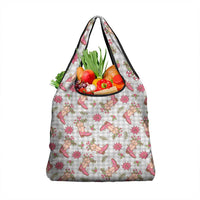 Gray Paniolo Palaka Hawaiian Cowgirl Christmas Grocery Bag - Polynesian Pride
