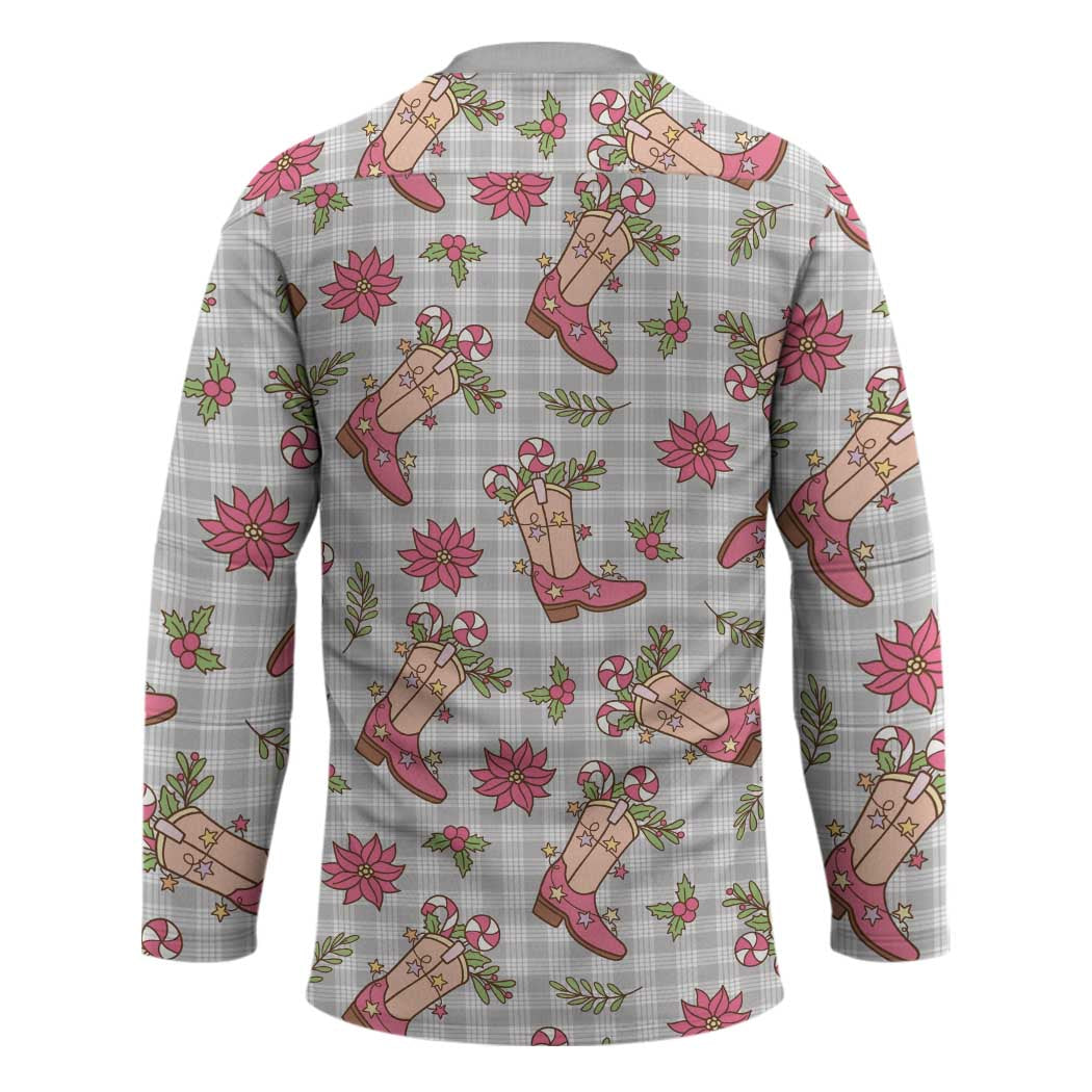 Gray Paniolo Palaka Hawaiian Cowgirl Christmas Hockey Jersey - Polynesian Pride