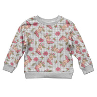 Gray Paniolo Palaka Hawaiian Cowgirl Christmas Kid Ugly Christmas Sweater LT9 Kid Gray - Polynesian Pride