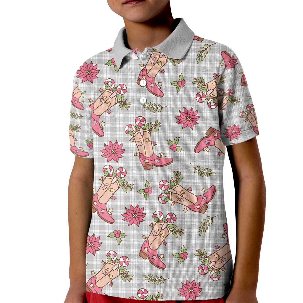 Gray Paniolo Palaka Hawaiian Cowgirl Christmas Kid Polo Shirt - Polynesian Pride