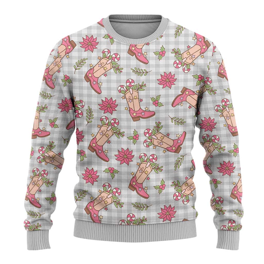 Gray Paniolo Palaka Hawaiian Cowgirl Christmas Ugly Christmas Sweater - Polynesian Pride