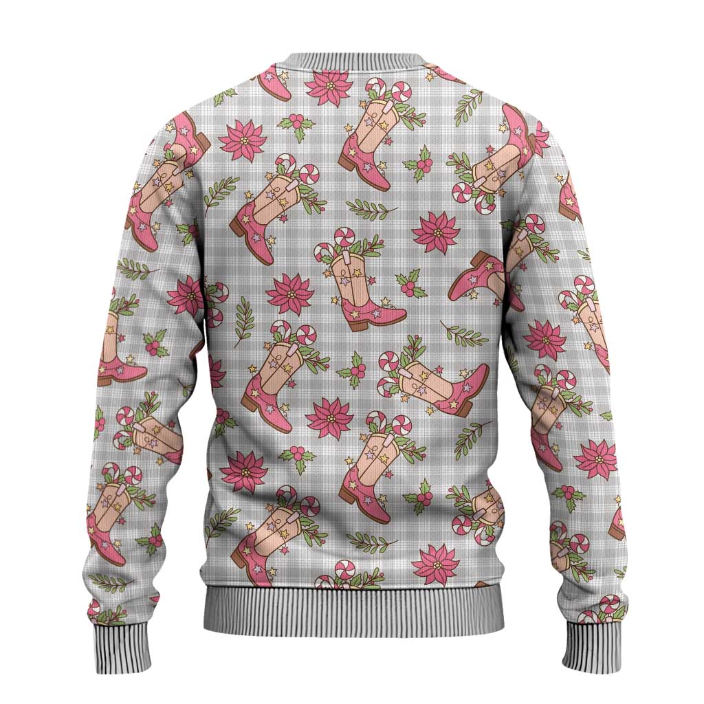 Gray Paniolo Palaka Hawaiian Cowgirl Christmas Ugly Christmas Sweater - Polynesian Pride