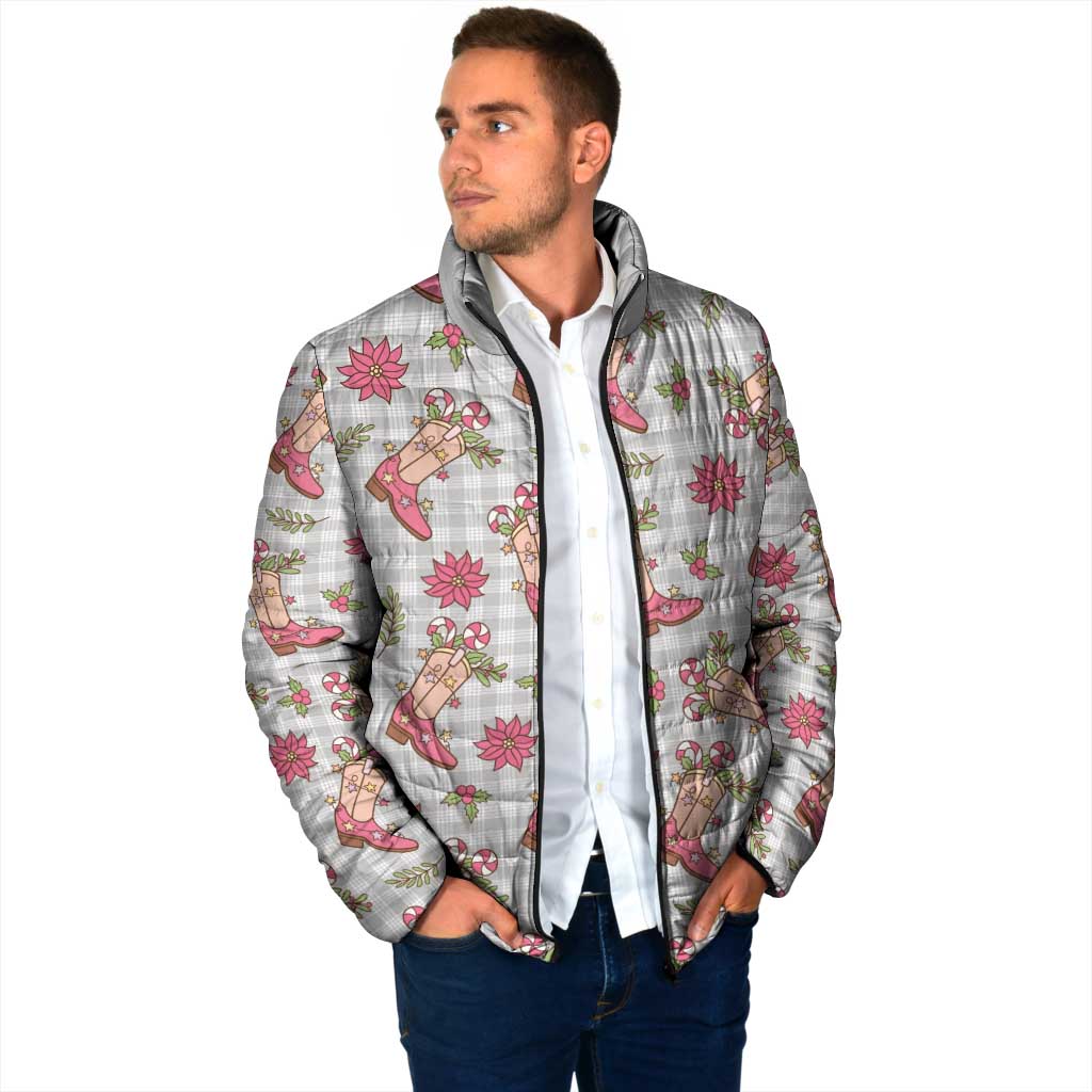Gray Paniolo Palaka Hawaiian Cowgirl Christmas Padded Jacket - Polynesian Pride
