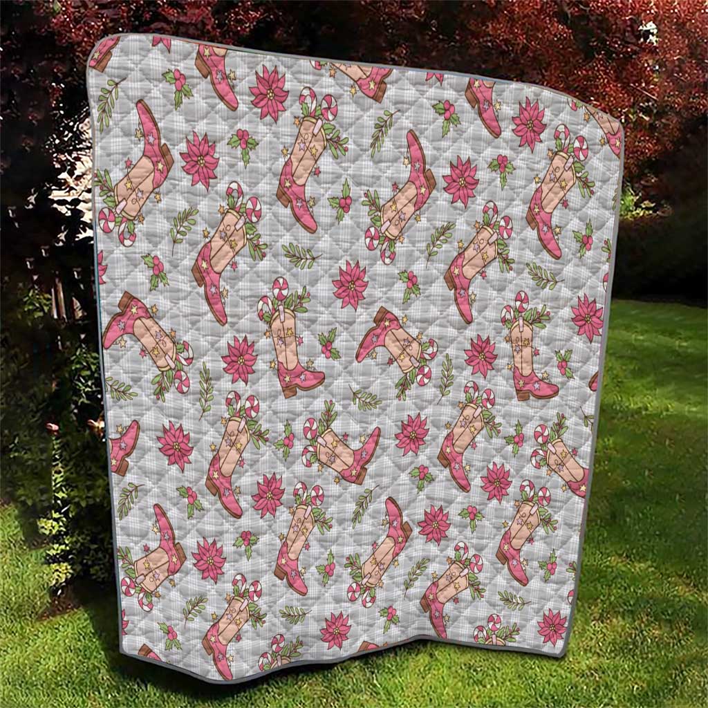 Gray Paniolo Palaka Hawaiian Cowgirl Christmas Quilt - Polynesian Pride