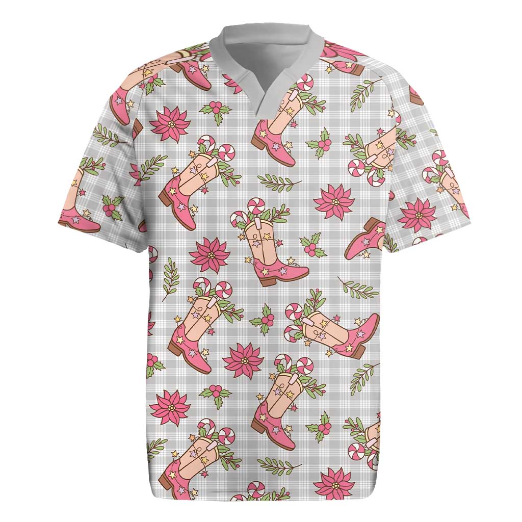Gray Paniolo Palaka Hawaiian Cowgirl Christmas Rugby Jersey LT9 Gray - Polynesian Pride