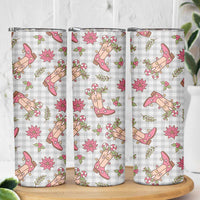 Gray Paniolo Palaka Hawaiian Cowgirl Christmas Skinny Tumbler - Polynesian Pride