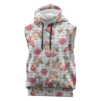 Gray Paniolo Palaka Hawaiian Cowgirl Christmas Sleeveless Hoodie - Polynesian Pride