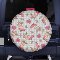 Gray Paniolo Palaka Hawaiian Cowgirl Christmas Spare Tire Cover - Polynesian Pride