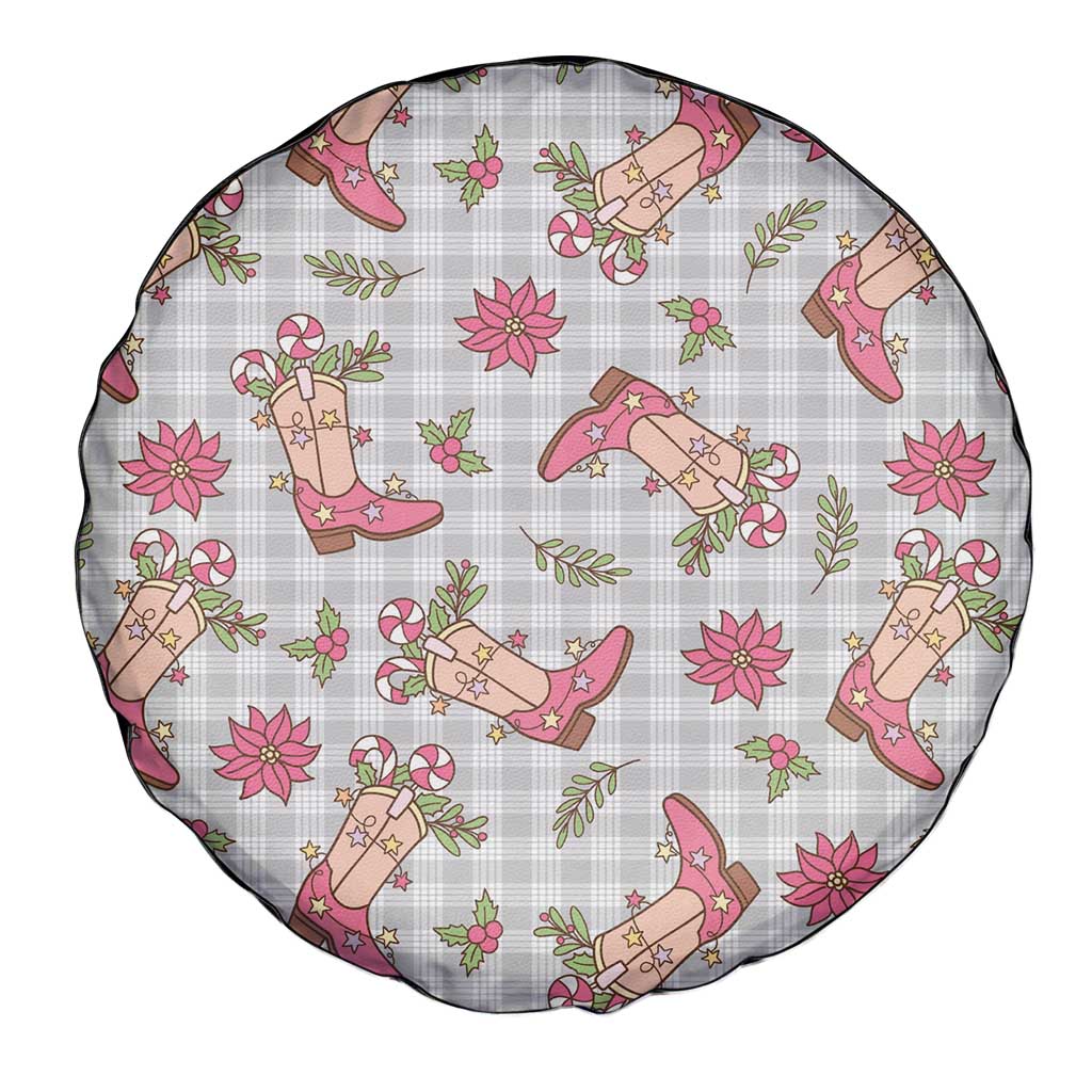 Gray Paniolo Palaka Hawaiian Cowgirl Christmas Spare Tire Cover - Polynesian Pride