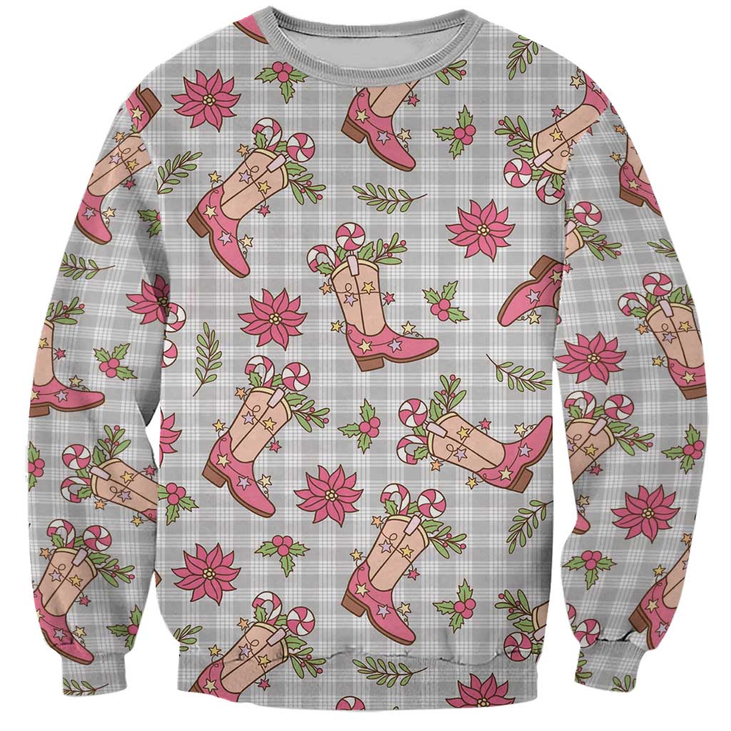 Gray Paniolo Palaka Hawaiian Cowgirl Christmas Sweatshirt - Polynesian Pride