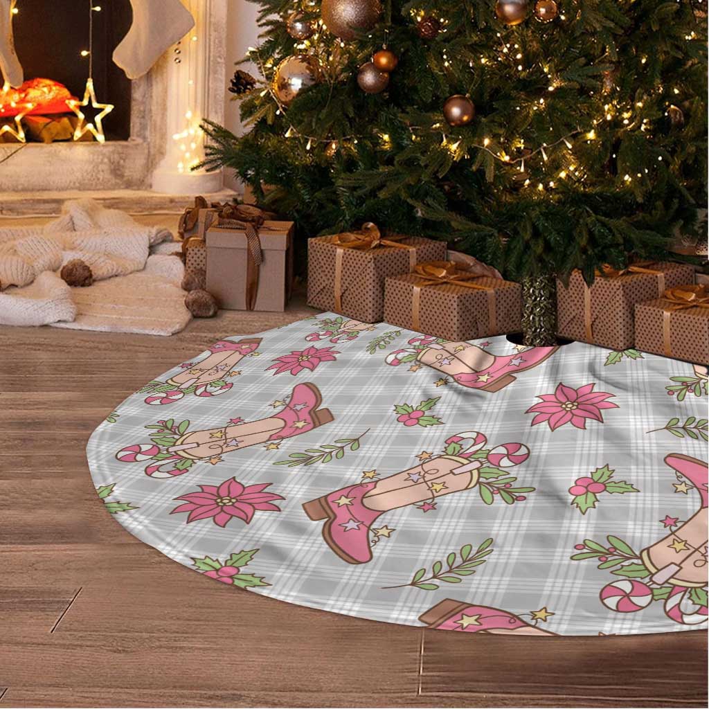 Gray Paniolo Palaka Hawaiian Cowgirl Christmas Tree Skirt LT9 - Polynesian Pride