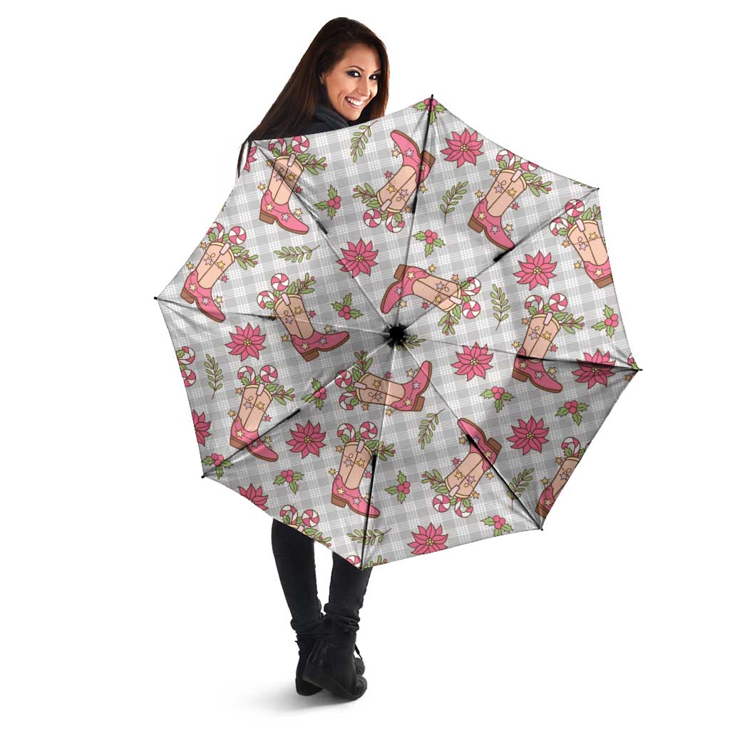 Gray Paniolo Palaka Hawaiian Cowgirl Christmas Umbrella - Polynesian Pride