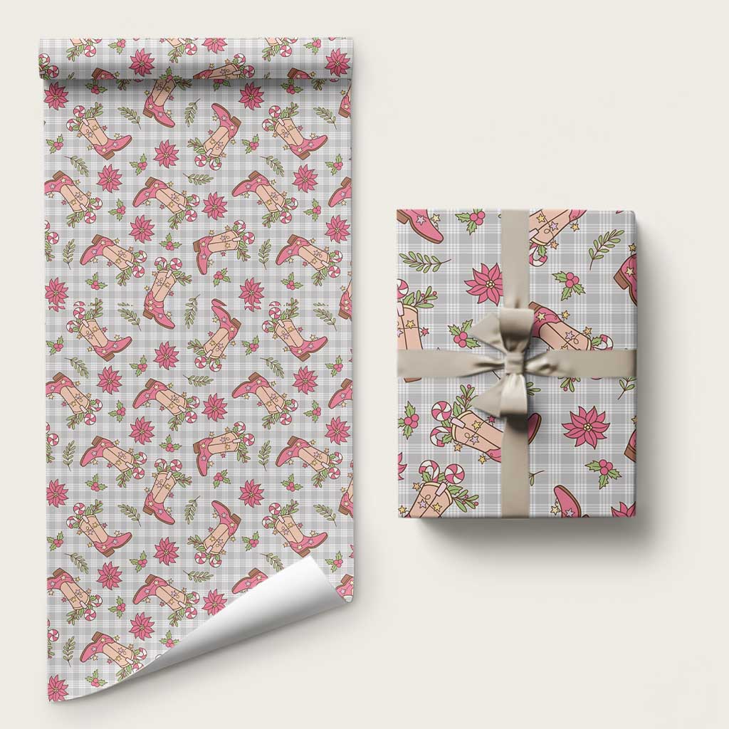 Gray Paniolo Palaka Hawaiian Cowgirl Christmas Wrapping Paper LT9 58" × 23" Gray - Polynesian Pride