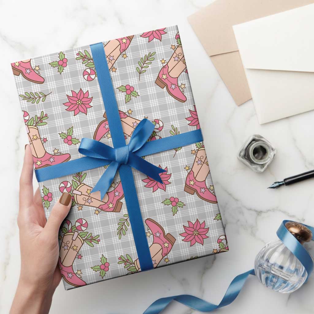 Gray Paniolo Palaka Hawaiian Cowgirl Christmas Wrapping Paper LT9 - Polynesian Pride