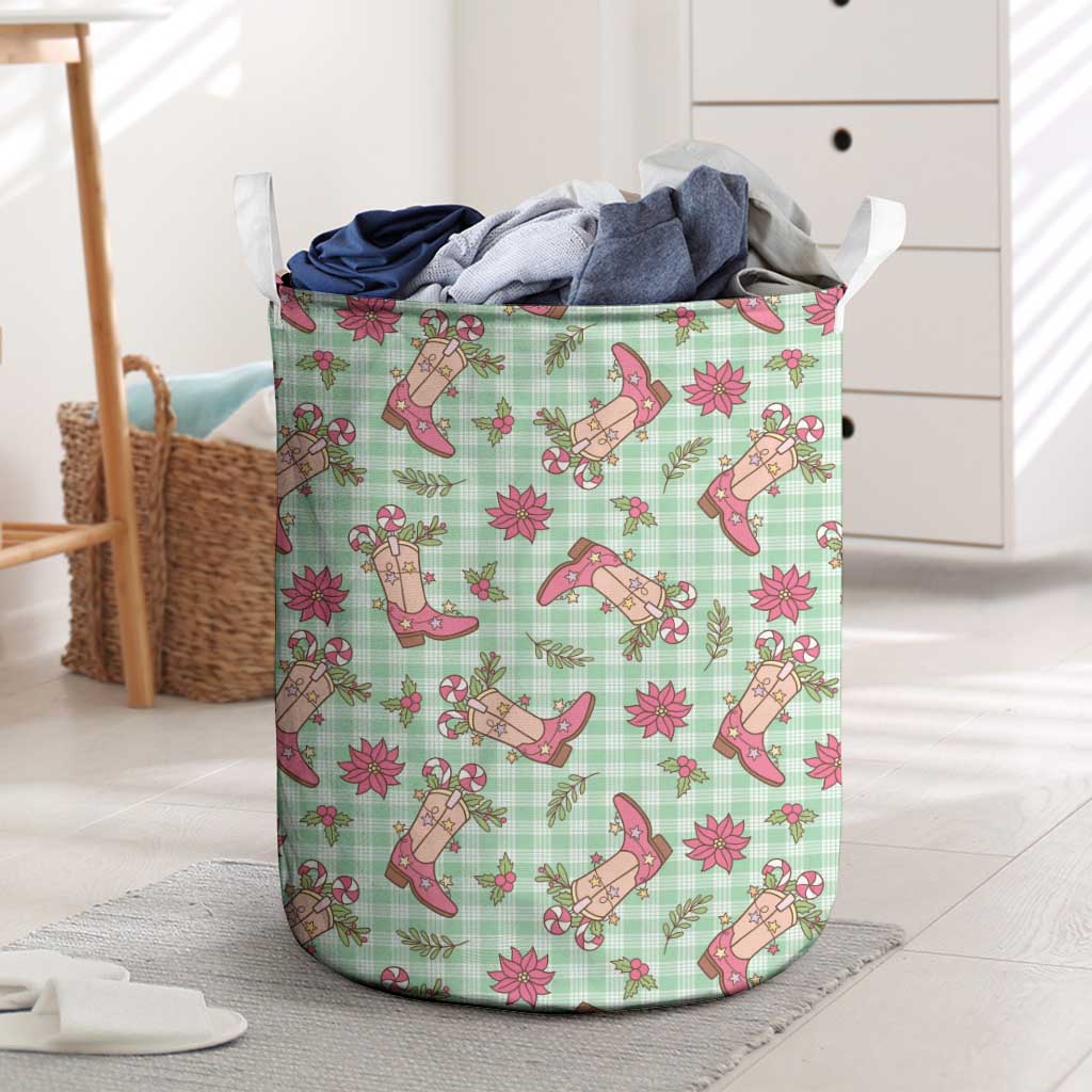 Green Paniolo Palaka Hawaiian Cowgirl Christmas Laundry Basket LT9 Green - Polynesian Pride