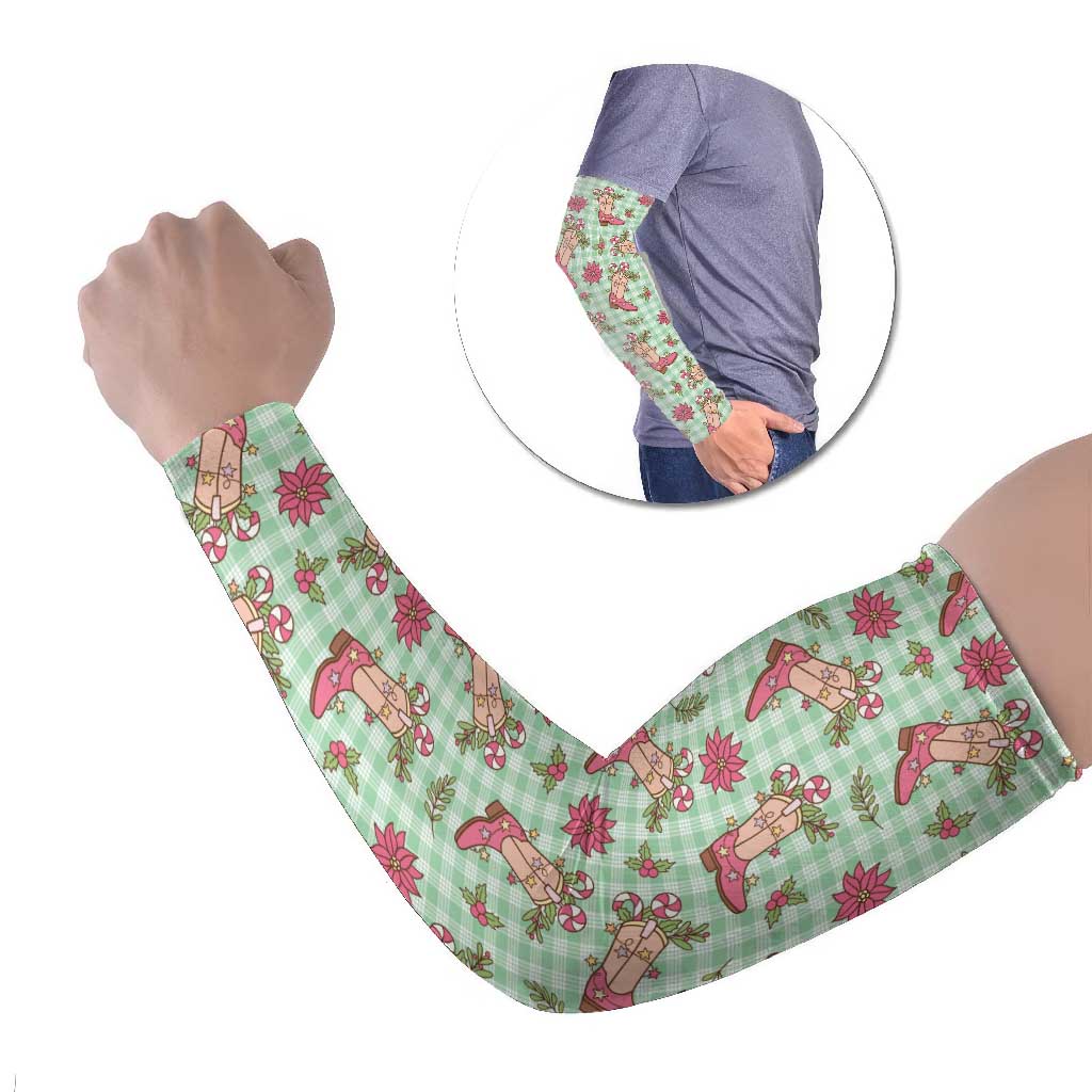 Green Paniolo Palaka Hawaiian Cowgirl Christmas Arm Sleeves LT9 Set of 2 Green - Polynesian Pride