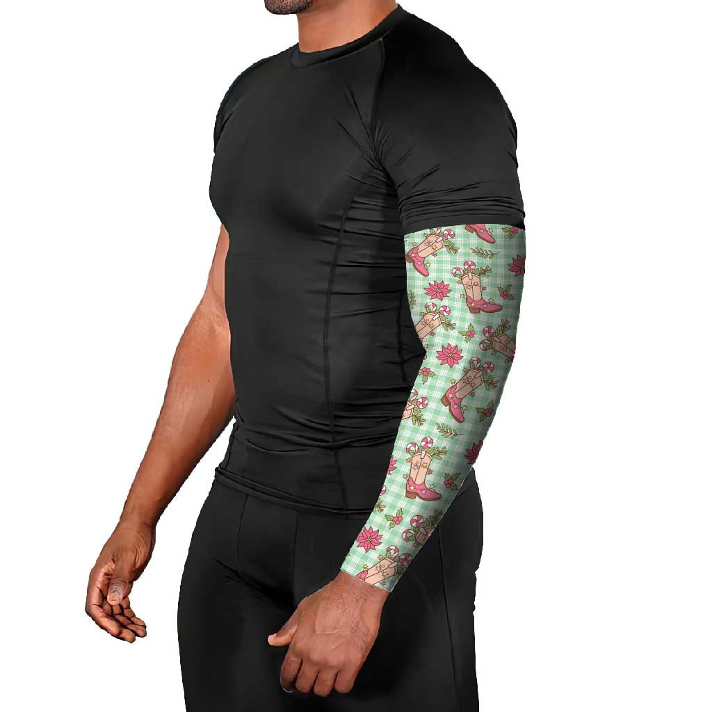 Green Paniolo Palaka Hawaiian Cowgirl Christmas Arm Sleeves LT9 - Polynesian Pride