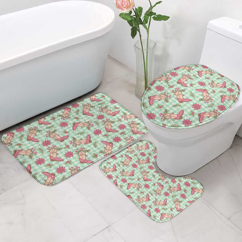 Green Paniolo Palaka Hawaiian Cowgirl Christmas Bathroom Set - Polynesian Pride