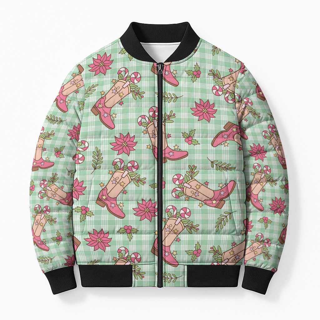 Green Paniolo Palaka Hawaiian Cowgirl Christmas Bomber Puffer Jacket LT9 Unisex Green - Polynesian Pride