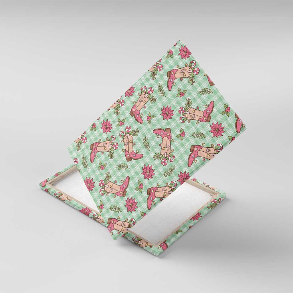 Green Paniolo Palaka Hawaiian Cowgirl Christmas Canvas Wall Art - Polynesian Pride