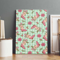 Green Paniolo Palaka Hawaiian Cowgirl Christmas Canvas Wall Art - Polynesian Pride