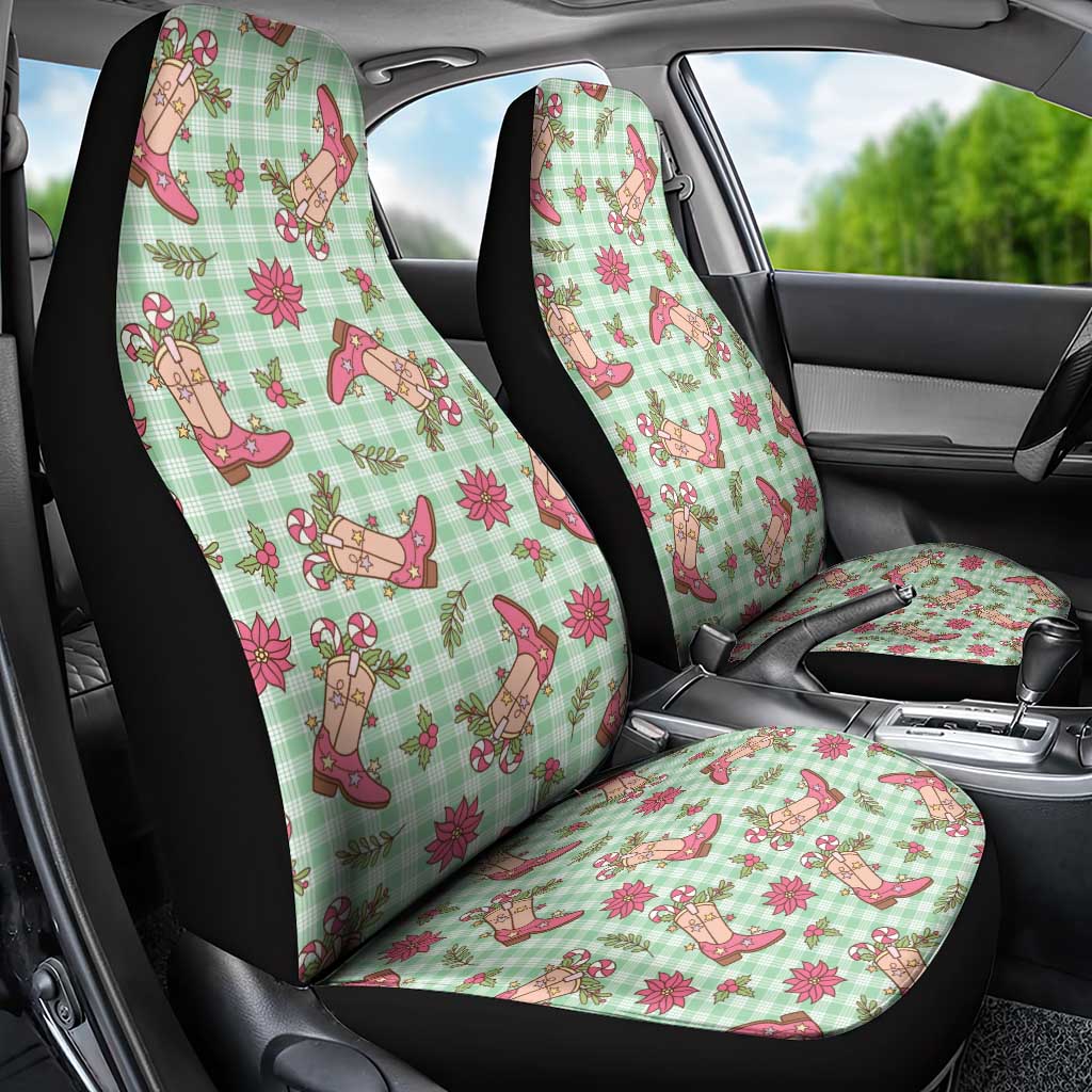 Green Paniolo Palaka Hawaiian Cowgirl Christmas Car Seat Cover - Polynesian Pride
