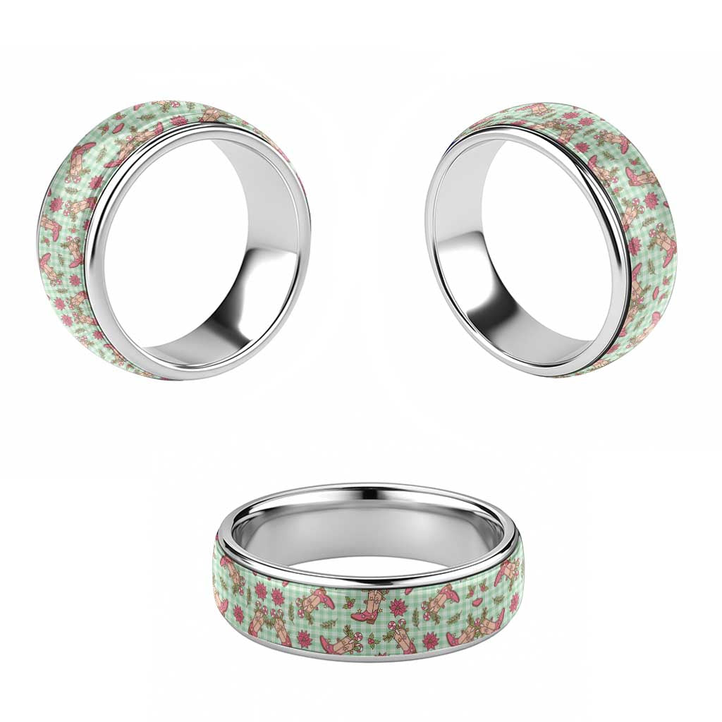Green Paniolo Palaka Hawaiian Cowgirl Christmas Classic Ring LT9 - Polynesian Pride