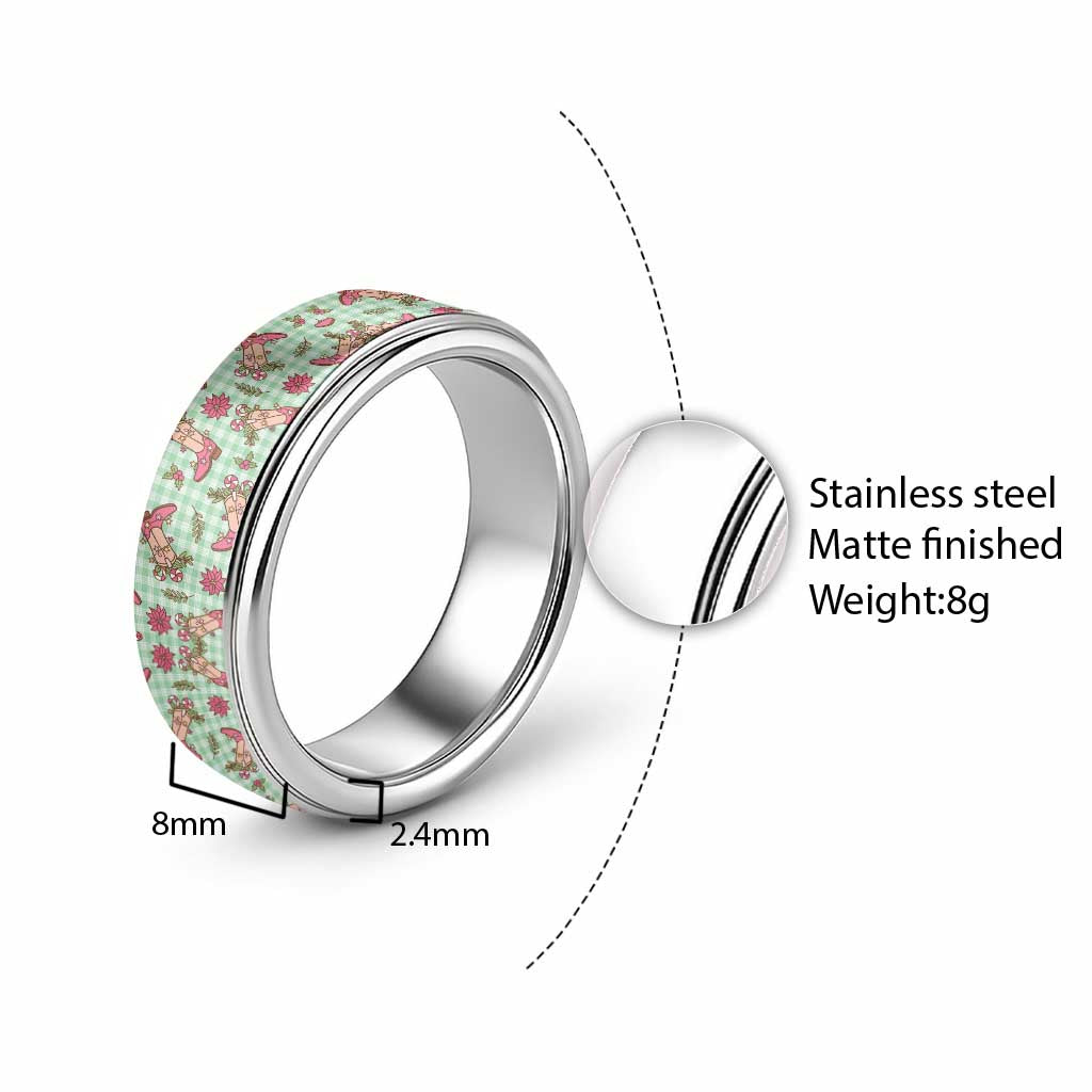 Green Paniolo Palaka Hawaiian Cowgirl Christmas Classic Ring LT9 - Polynesian Pride