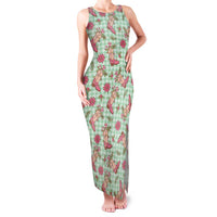 Green Paniolo Palaka Hawaiian Cowgirl Christmas Family Matching Tank Maxi Dress and Hawaiian Shirt - Polynesian Pride