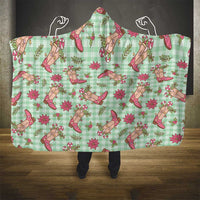Green Paniolo Palaka Hawaiian Cowgirl Christmas Hooded Blanket LT9 - Polynesian Pride