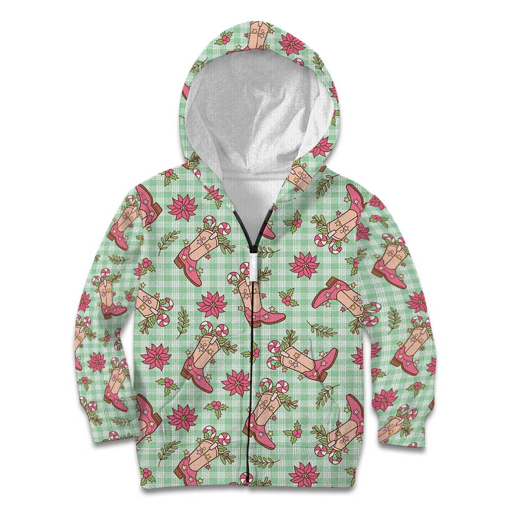 Green Paniolo Palaka Hawaiian Cowgirl Christmas Kid Hoodie - Polynesian Pride