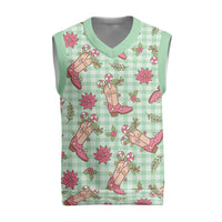 Green Paniolo Palaka Hawaiian Cowgirl Christmas Knitted V-Neck Vest LT9 Green - Polynesian Pride