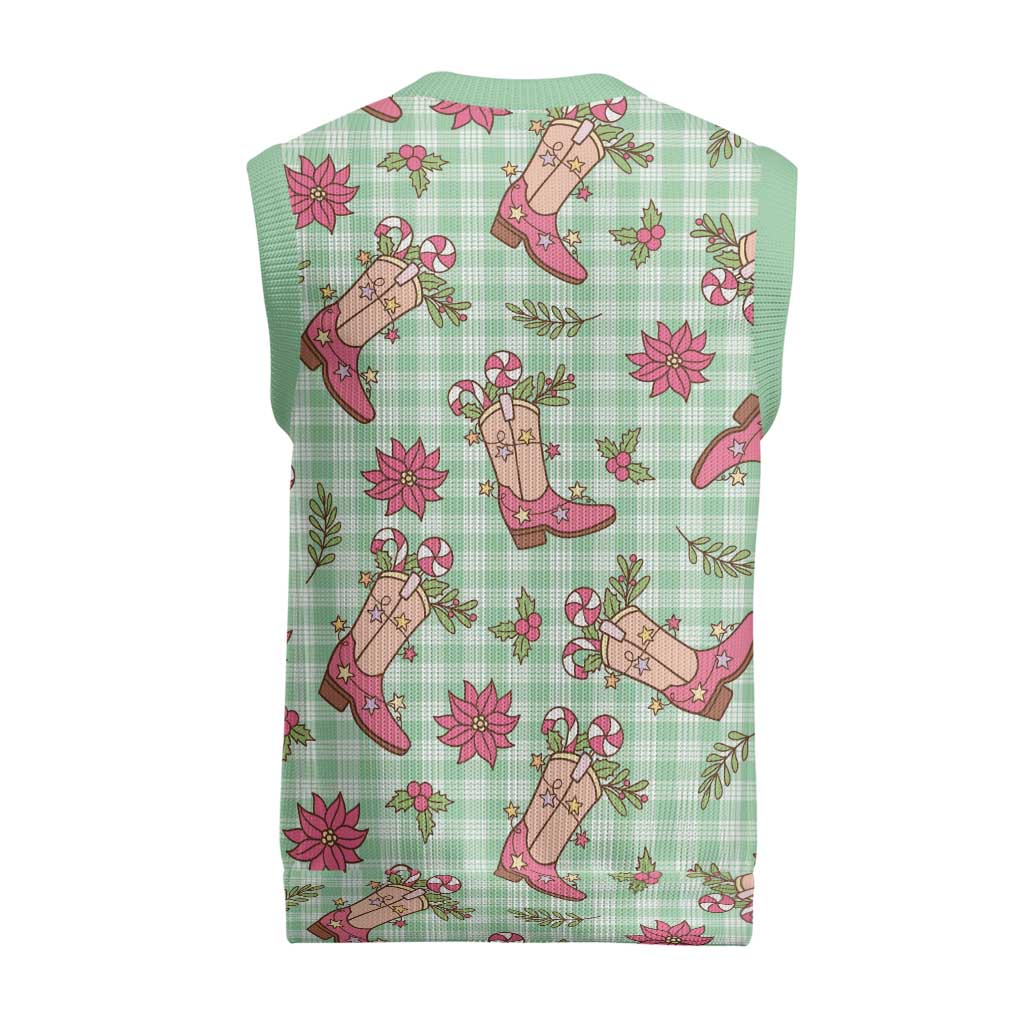 Green Paniolo Palaka Hawaiian Cowgirl Christmas Knitted V-Neck Vest LT9 - Polynesian Pride