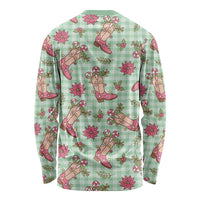 Green Paniolo Palaka Hawaiian Cowgirl Christmas Long Sleeve Shirt - Polynesian Pride