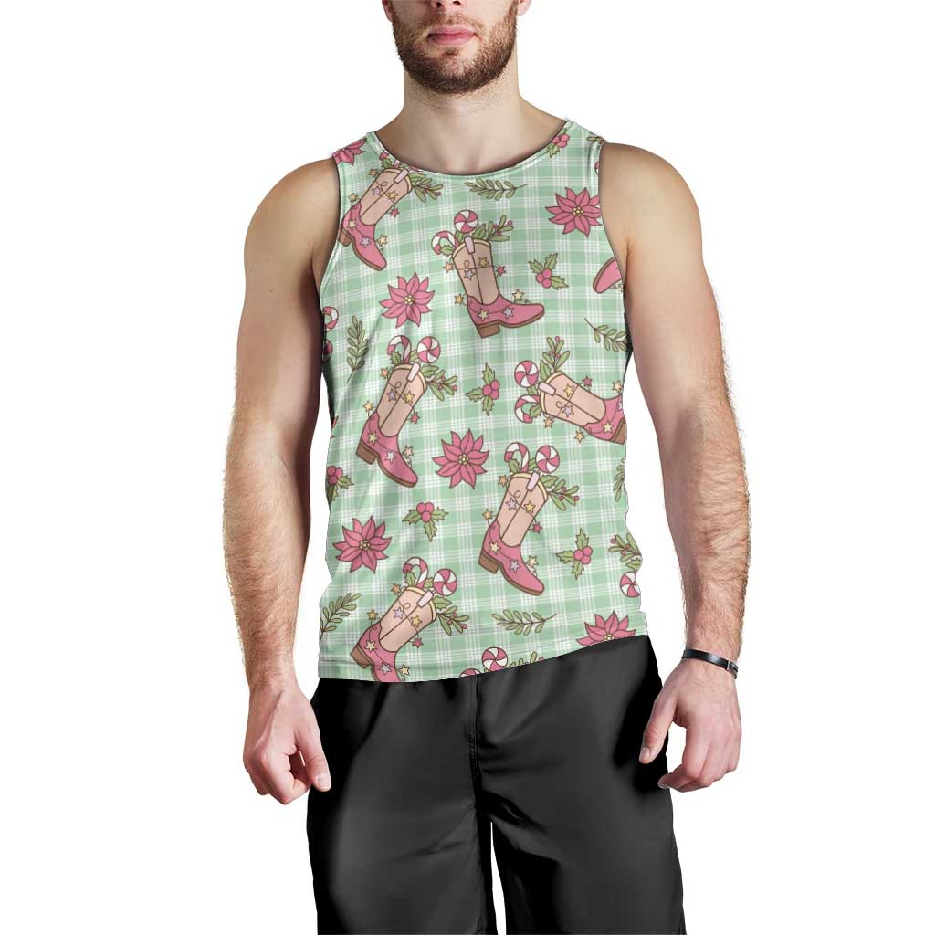 Green Paniolo Palaka Hawaiian Cowgirl Christmas Men Tank Top - Polynesian Pride