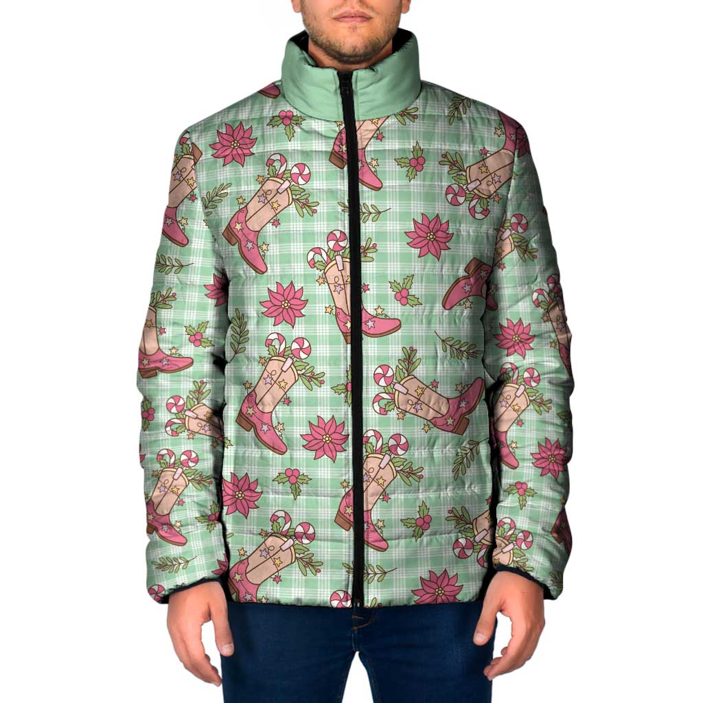 Green Paniolo Palaka Hawaiian Cowgirl Christmas Padded Jacket LT9 Men Green - Polynesian Pride