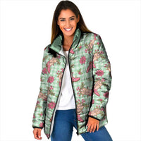 Green Paniolo Palaka Hawaiian Cowgirl Christmas Padded Jacket LT9 Women Green - Polynesian Pride