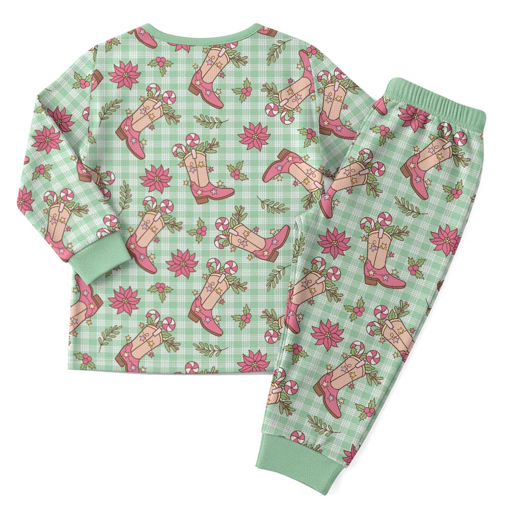 Green Paniolo Palaka Hawaiian Cowgirl Christmas Pajama Set LT9 - Polynesian Pride