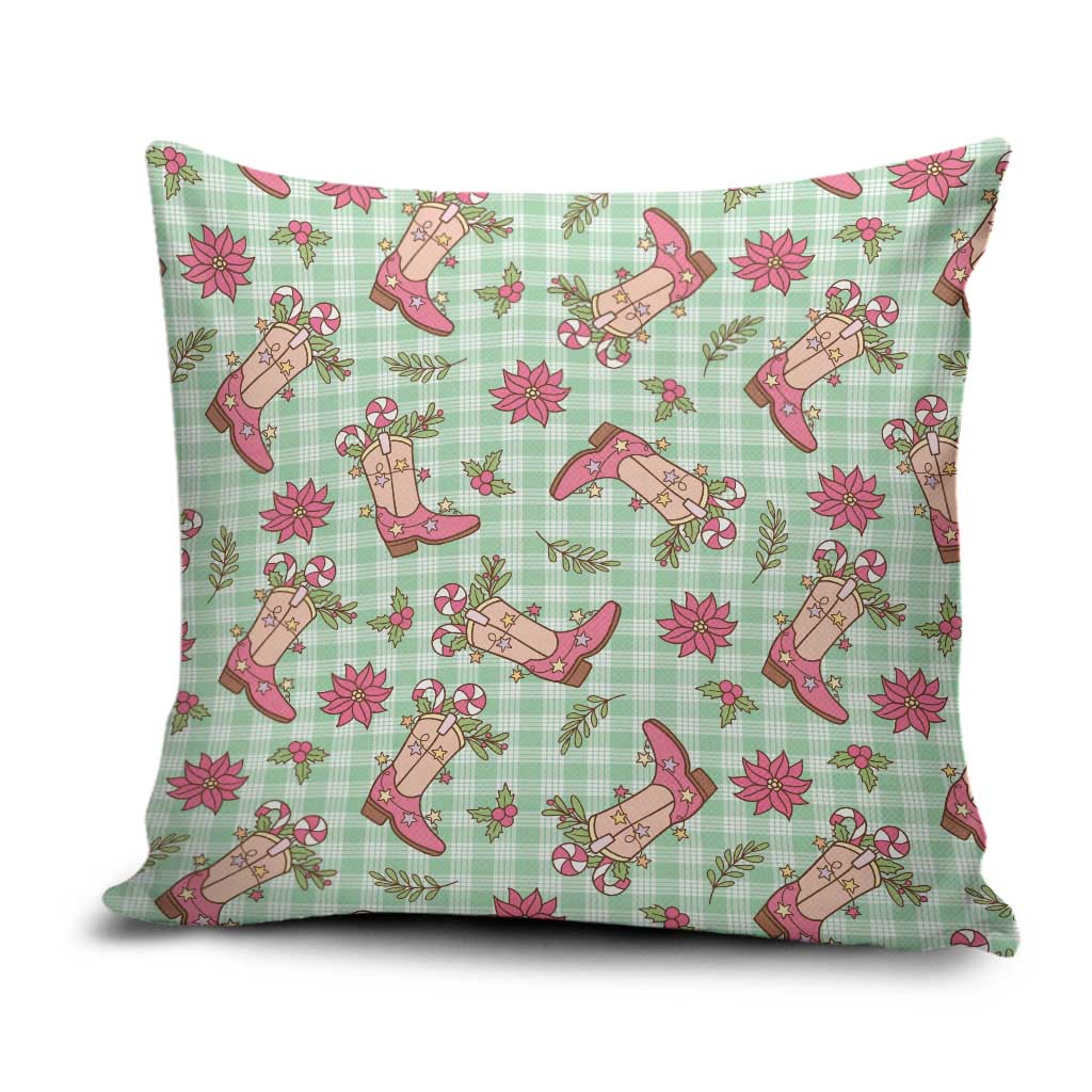 Green Paniolo Palaka Hawaiian Cowgirl Christmas Pillow Cover - Polynesian Pride
