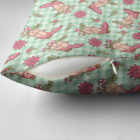 Green Paniolo Palaka Hawaiian Cowgirl Christmas Pillow Cover - Polynesian Pride
