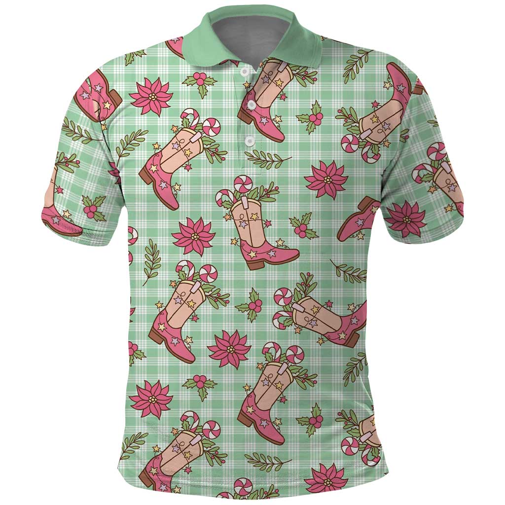 Green Paniolo Palaka Hawaiian Cowgirl Christmas Polo Shirt - Polynesian Pride