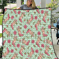 Green Paniolo Palaka Hawaiian Cowgirl Christmas Quilt - Polynesian Pride
