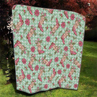 Green Paniolo Palaka Hawaiian Cowgirl Christmas Quilt - Polynesian Pride