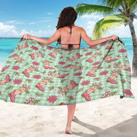 Green Paniolo Palaka Hawaiian Cowgirl Christmas Sarong - Polynesian Pride