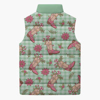 Green Paniolo Palaka Hawaiian Cowgirl Christmas Sleeveless Puffer Jacket LT9 - Polynesian Pride