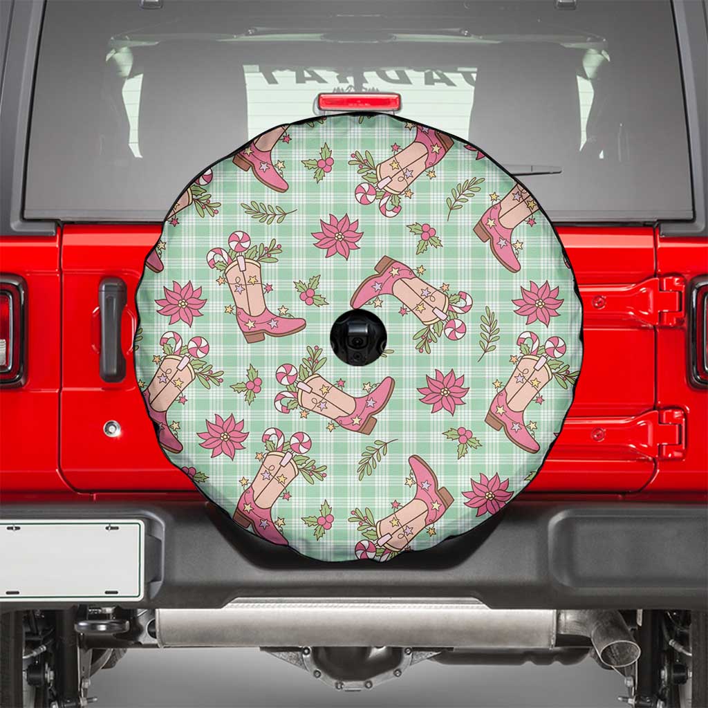 Green Paniolo Palaka Hawaiian Cowgirl Christmas Spare Tire Cover - Polynesian Pride