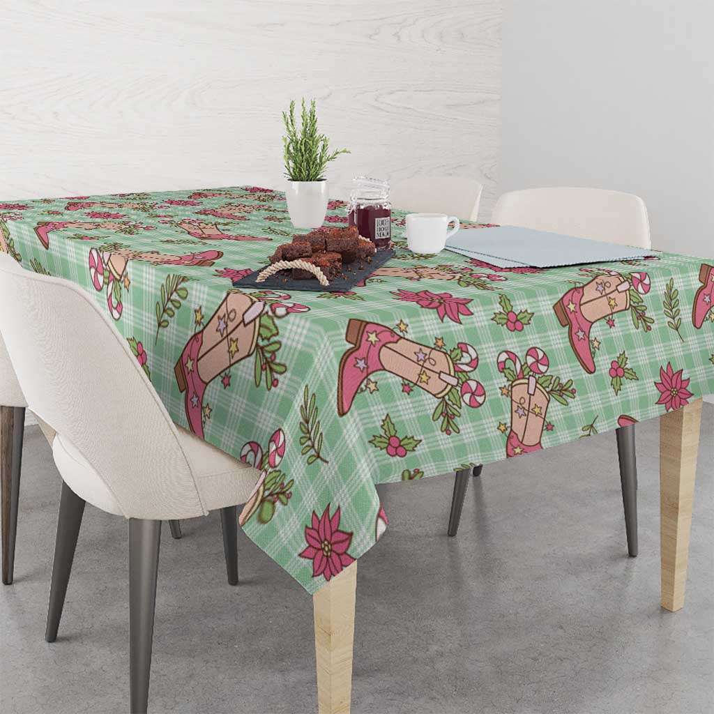Green Paniolo Palaka Hawaiian Cowgirl Christmas Tablecloth LT9 - Polynesian Pride