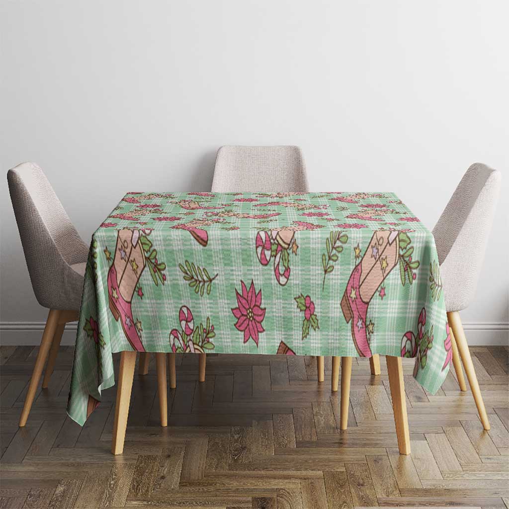 Green Paniolo Palaka Hawaiian Cowgirl Christmas Tablecloth LT9 - Polynesian Pride